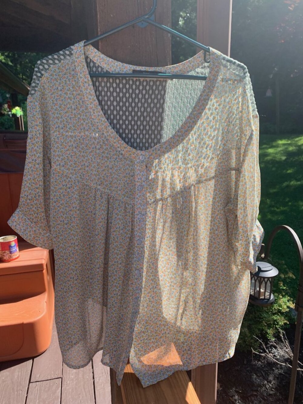 Hazel size Large Shades of green floral Boho top L